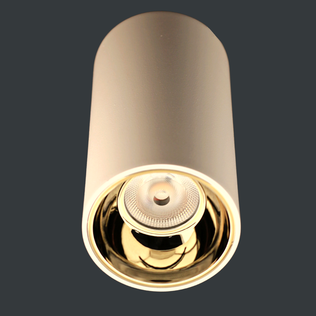 LED surface mounted light BERGEN 15W, 3000K, UGR19, IP65, Ø75x152mm, white/gold