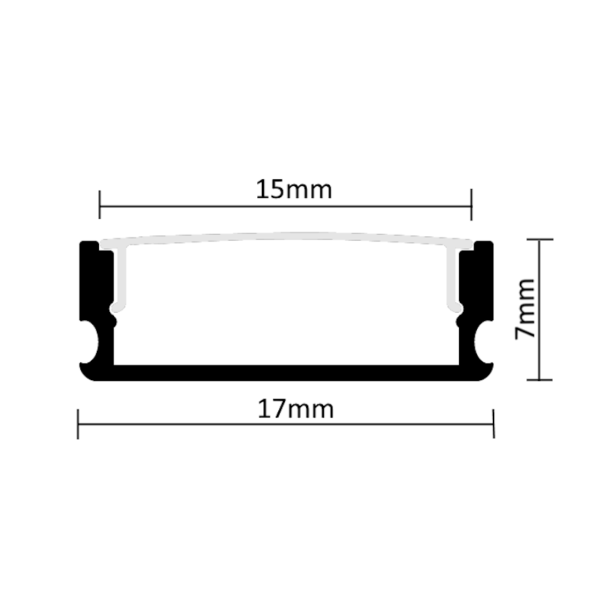 Aluminium profile 3m, surface 17 x 7mm, black - Image 2