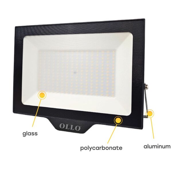 LED Floodlight OLLO 200W, 4000K, 20000lm, 110°, IP65, 397,4x299x31,5mm, black - Image 5