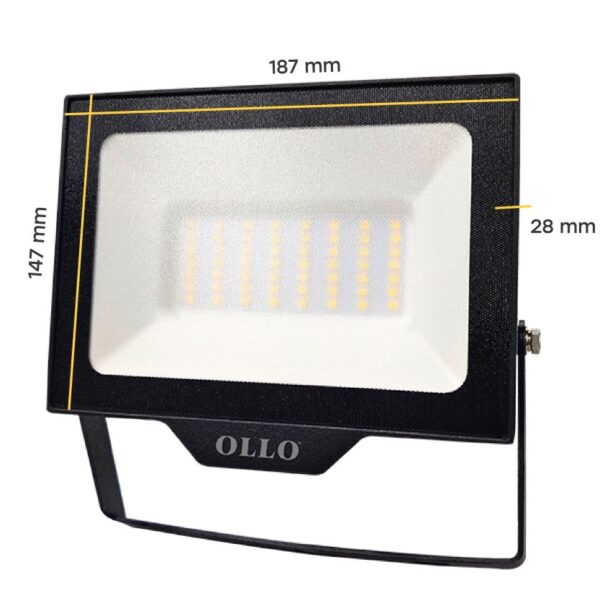 LED Floodlight OLLO 50W, RGB, 4750lm, 110°, IP65, 187x147x28mm, with remote control, black - Image 8
