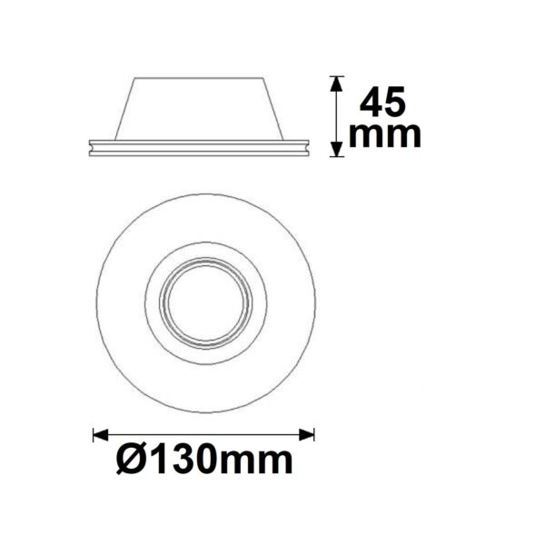 Recessed spotlight plaster GU10, Ø130x65mm, white - Image 2