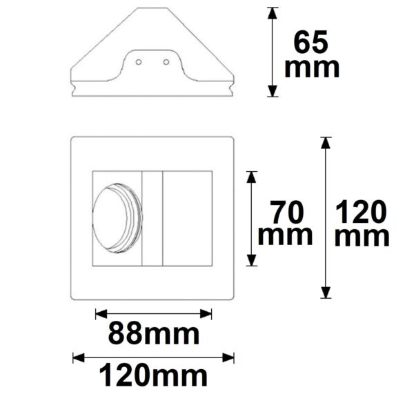 Recessed spotlight plaster GU10, 120x120x65mm, white - Image 3