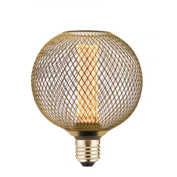 LED design bulb GRID round E27, 3,5W, 120lm, 1800K,  320°, gold - Image 4