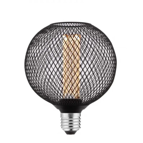 LED design bulb GRID roundE27, 3,5W, 120lm, 1800K,  320°, black - Image 2