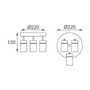 Ceiling light directable TENOR round 3xGU10, IP44, white