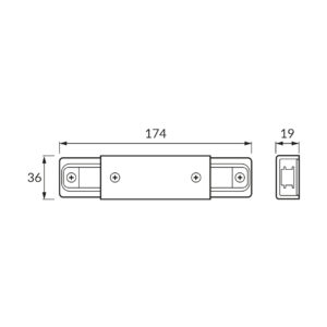 1 phase track connector I with power, white
