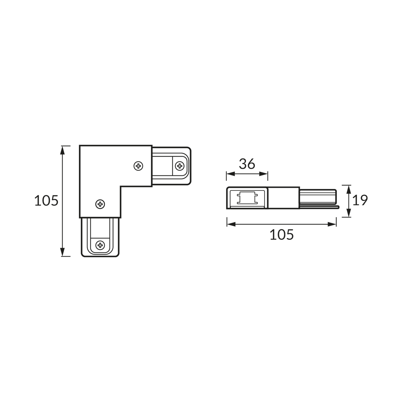 1 phase track connector L with power, black - Image 2