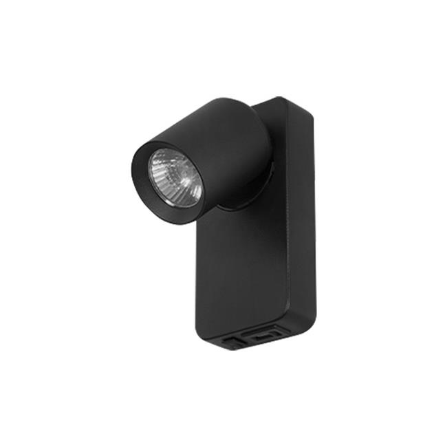 Wall light TIMO, GU10, USB A+C, black