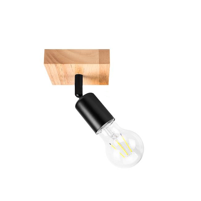 Ceiling and wall light EOS Wood, E27, black