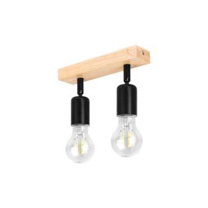 Ceiling light EOS Wood, E27x2, black