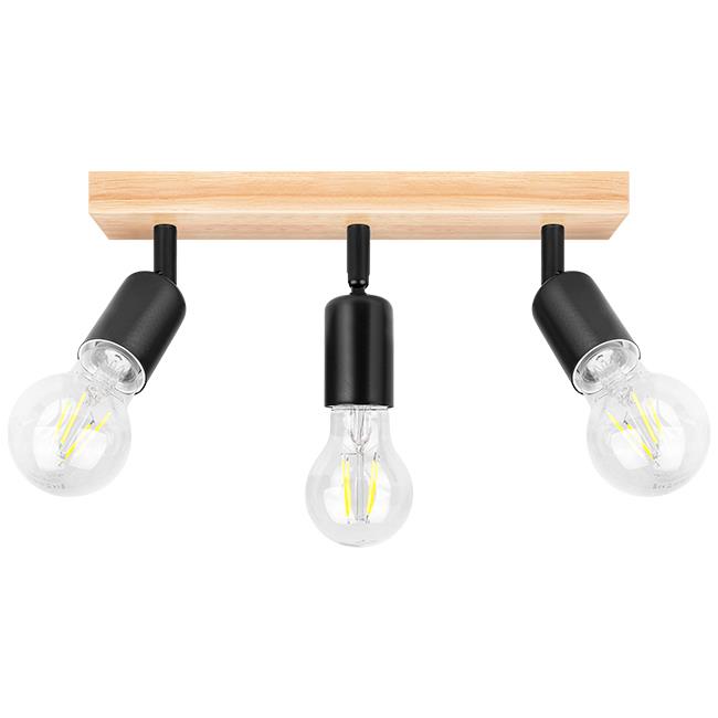 Ceiling light EOS Wood, E27x3, black - Image 4