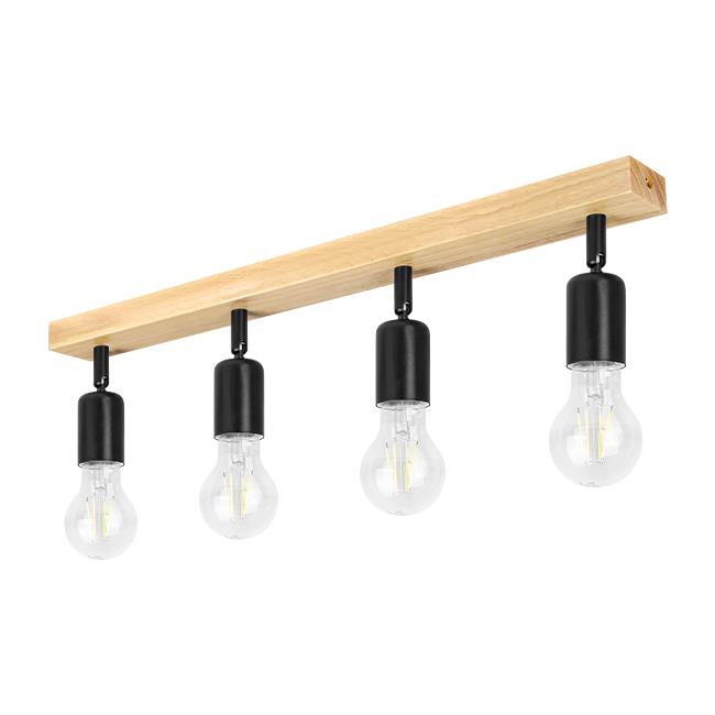 Ceiling light EOS Wood, E27x4, black