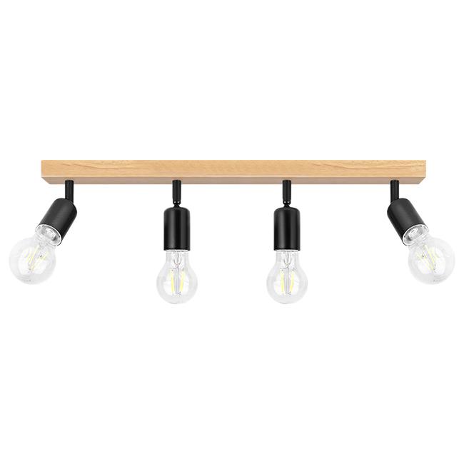 Ceiling light EOS Wood, E27x4, black - Image 2