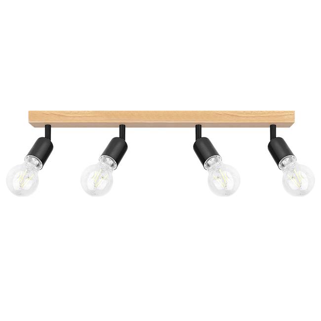 Ceiling light EOS Wood, E27x4, black - Image 3