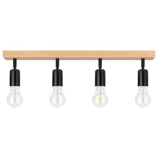 Ceiling light EOS Wood, E27x4, black - Image 5