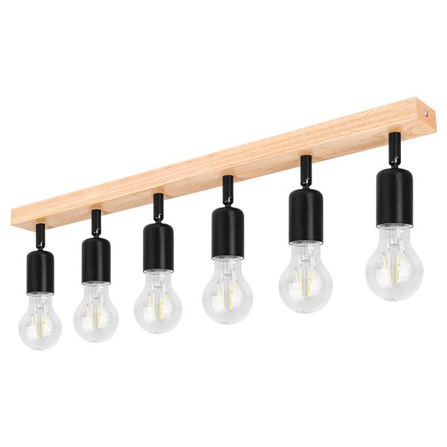 Ceiling light EOS Wood, E27x6, black