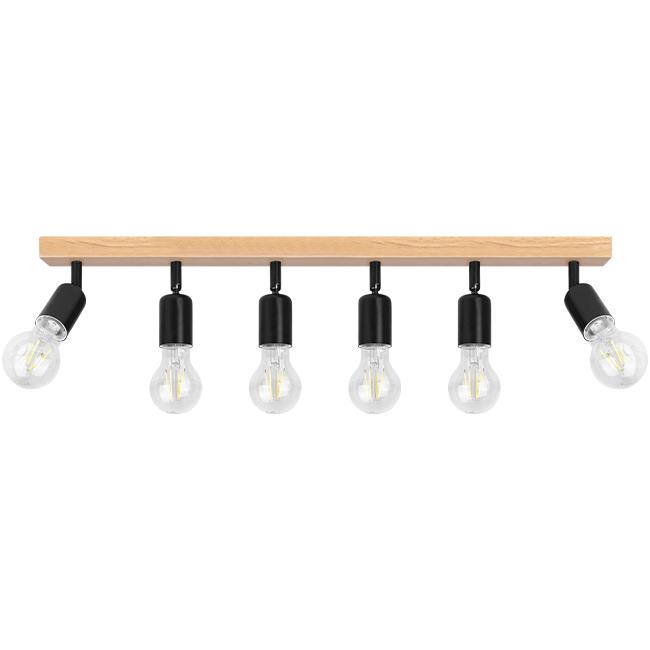 Ceiling light EOS Wood, E27x6, black - Image 3