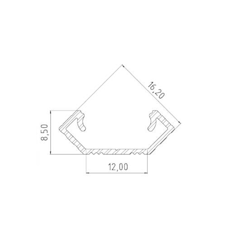 Aluminium profile GLC1 2m surface corner 16,2x12x8,5x2020mm, white - Image 2