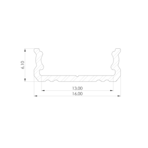 Aluminium profile GLS1 2m surface 6,1x16x2020mm, white