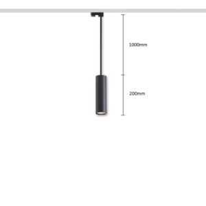 Pendant track light HARTHA GU10, Ø53x200mm, 3F, black