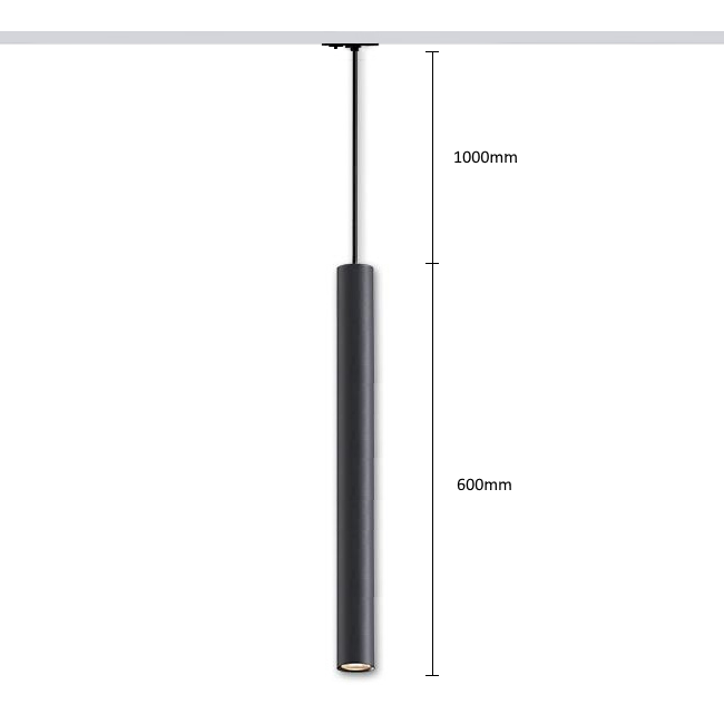 Pendant track light HARTHA GU10, Ø53x600mm, 1F, black - Image 2
