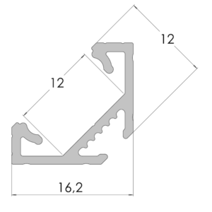 Aluminium profile GLC1 2m surface corner 16,2x12x12x2020mm, white