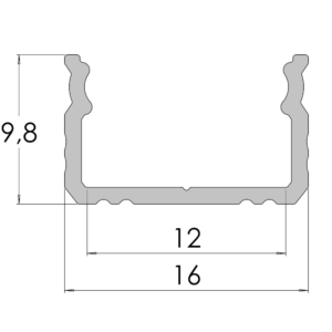 Aluminium profile GLS2 2m surface 16x10x2020mm, white