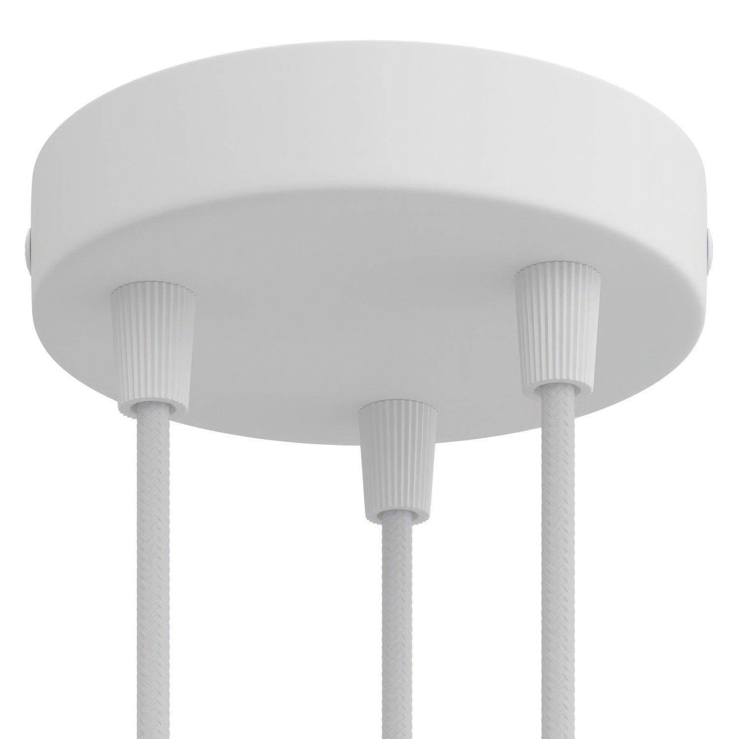 Cylindrical metal round 3-hole ceiling rose kit Ø120mm, conical, matt white