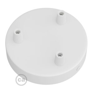 Cylindrical metal round 3-hole ceiling rose kit Ø120mm, conical, matt white