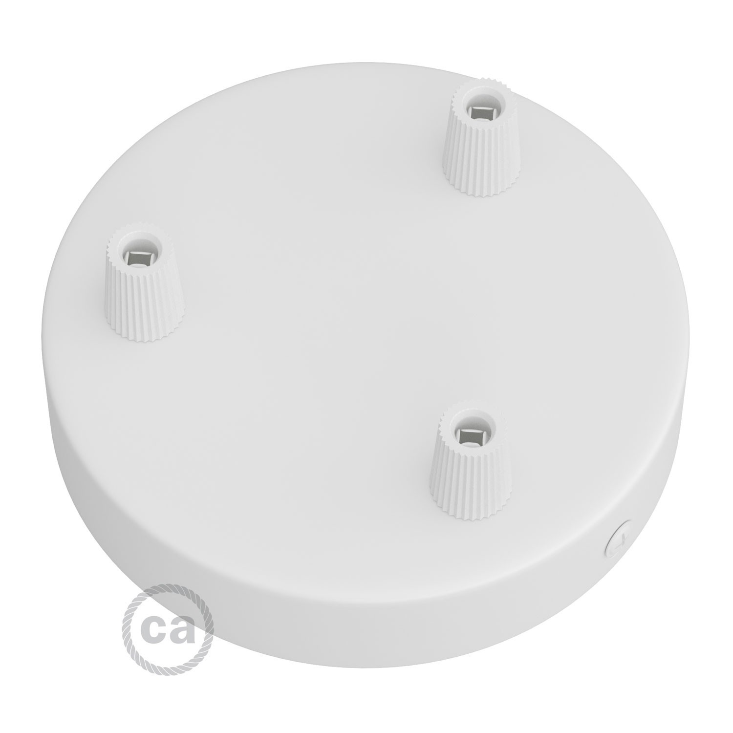 Cylindrical metal round 3-hole ceiling rose kit Ø120mm, conical, matt white - Image 2