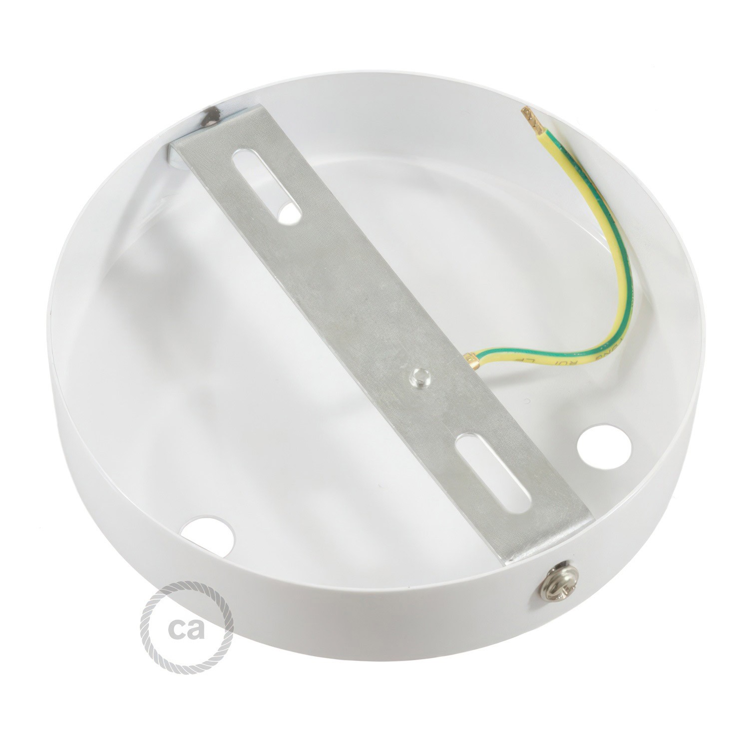 Cylindrical metal round 3-hole ceiling rose kit Ø120mm, conical, matt white - Image 3