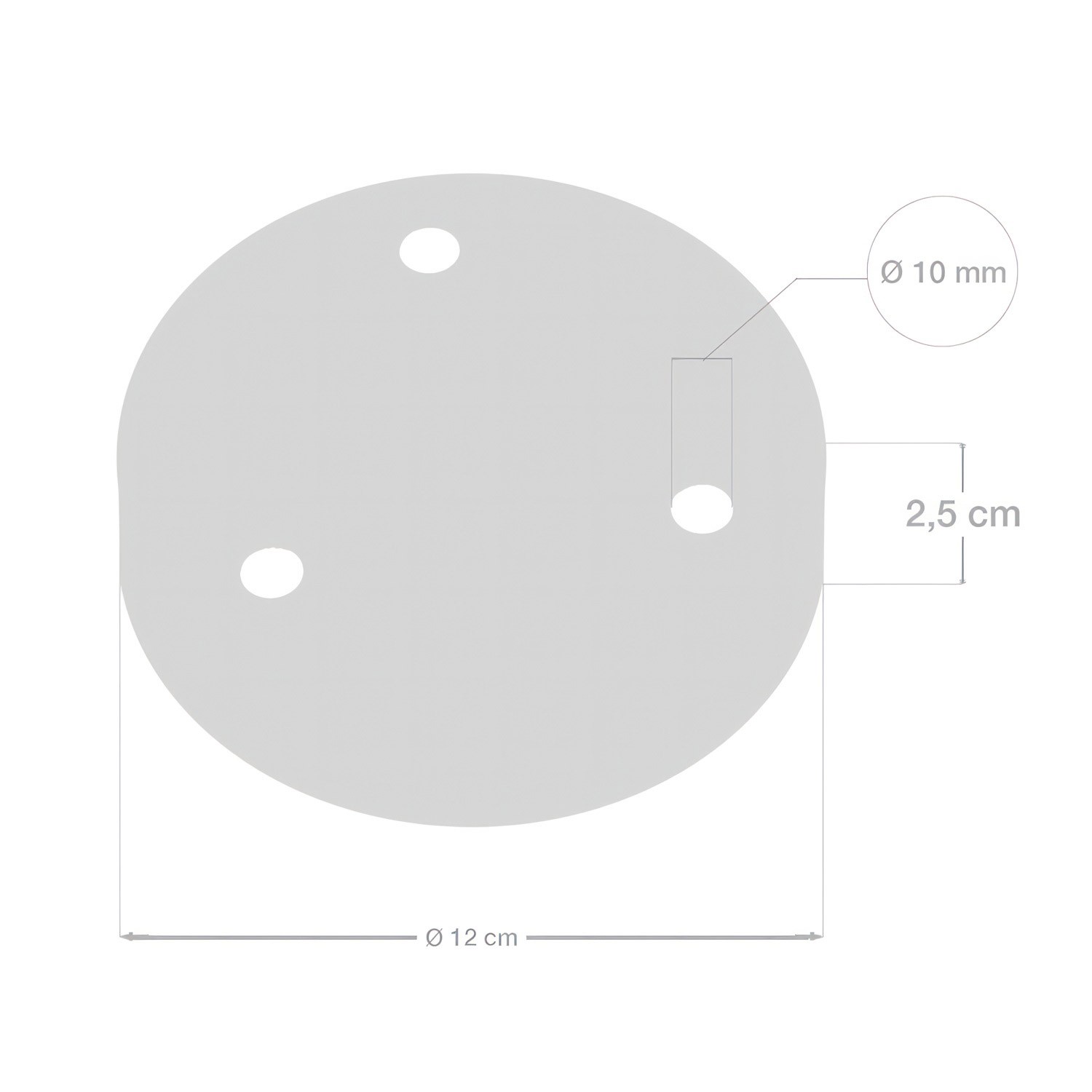 Cylindrical metal round 3-hole ceiling rose kit Ø120mm, conical, matt white - Image 5