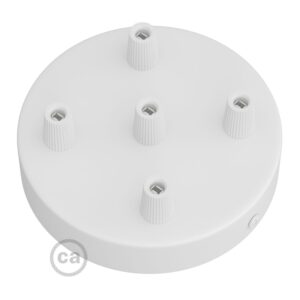Cylindrical metal round 5-hole ceiling rose kit Ø120mm, conical, matt white