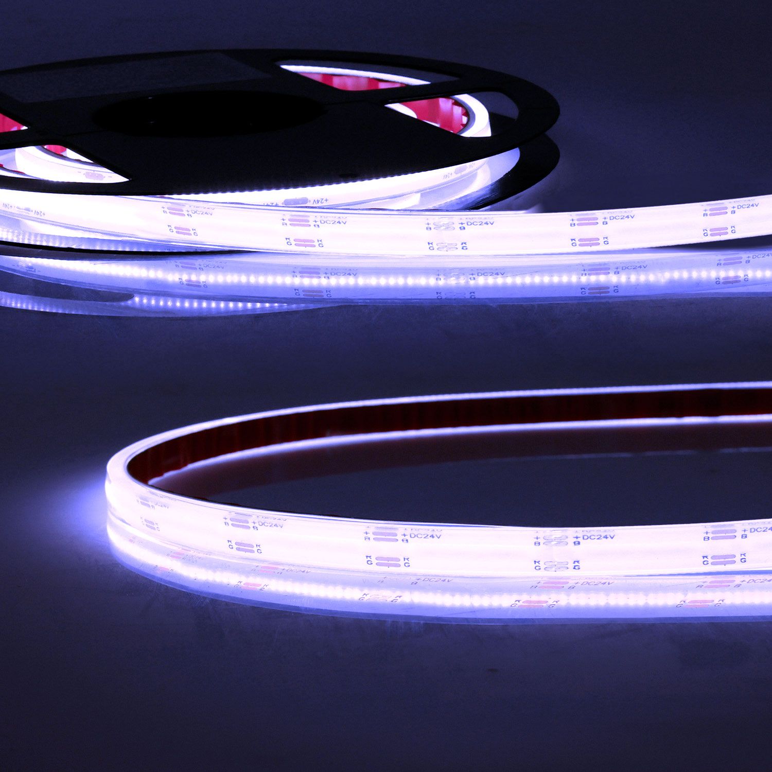 LED strip HT RGB COB 14,4W/m, 24V, 110°, 100°C (heat-resistant), IP68, cut - 3,33cm, 5000x12,5x6mm