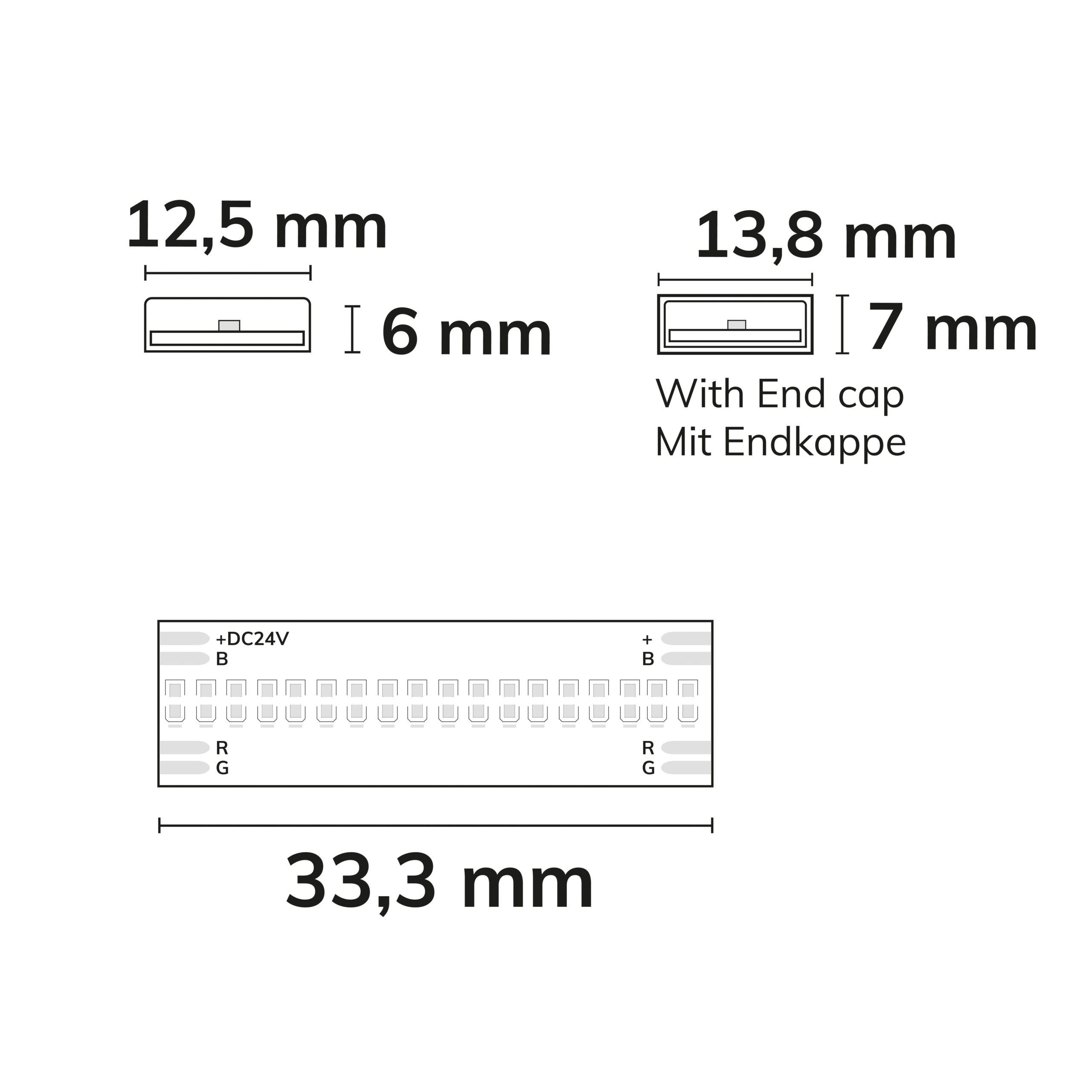 LED strip HT RGB COB 14,4W/m, 24V, 110°, 100°C (heat-resistant), IP68, cut - 3,33cm, 5000x12,5x6mm - Image 6