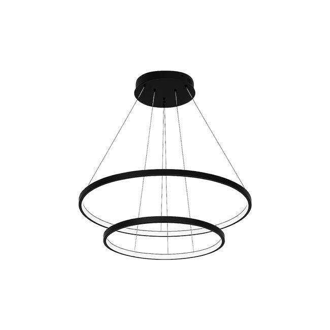 LED pendant light LYNX 32W/64W with two rings + remote, Ø600mm, 3000K/4000K/6500K, 120°, black